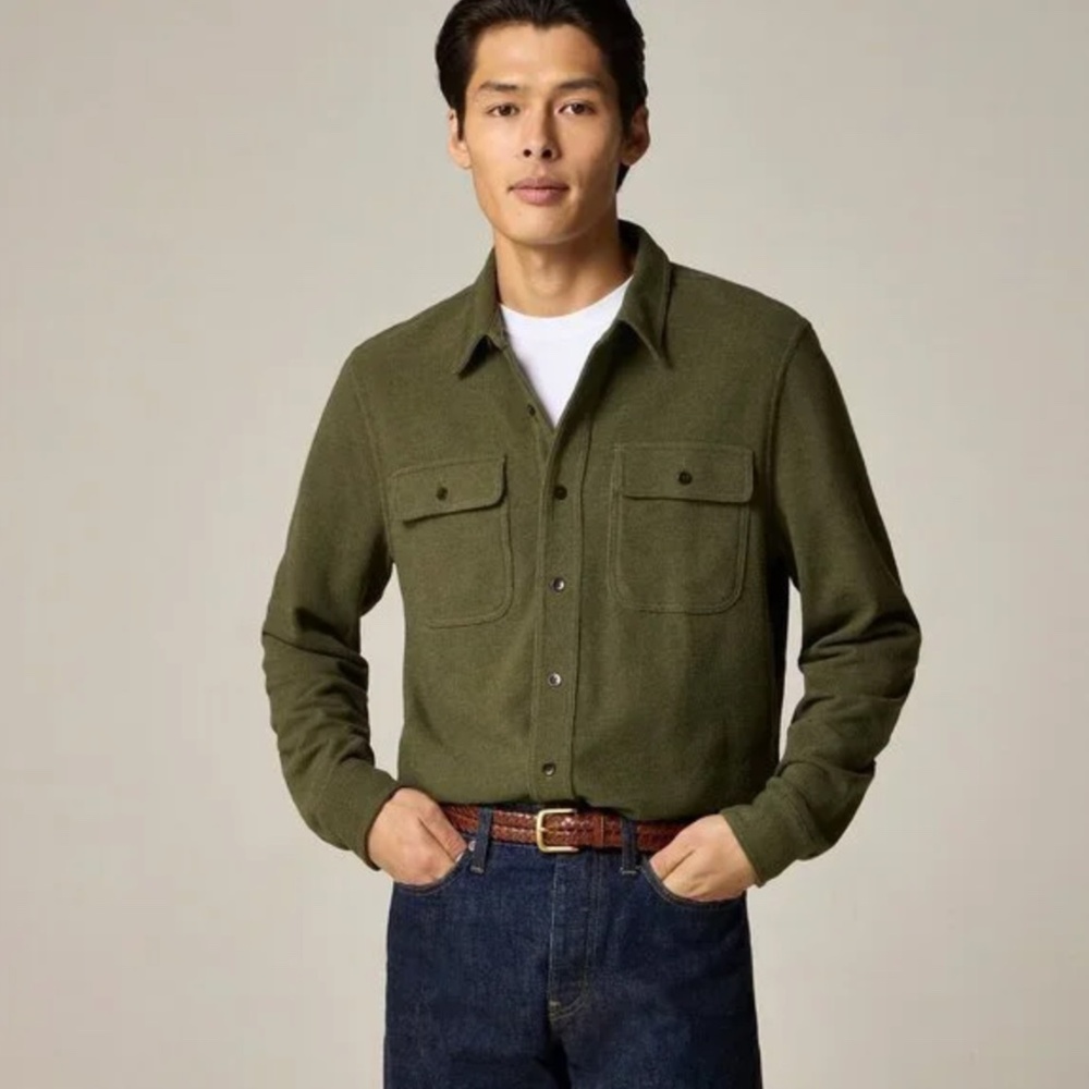 J. Crew Long-sleeve textured sweater-tee shirt • size large • CG161 • green